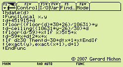  Hijri date, as a TI-92 function. 