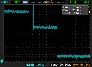  Detail of the acknowledgment by a DS3231 chip 
 of an I2C request by a BS2 master 