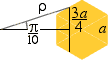  The midradius is the radius of a circle 
circumscribed to a decagon of side 0.75 a. 