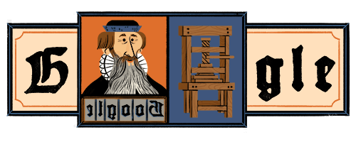  Doodle celebrating Johannes Gutenberg.  April 14, 2014 