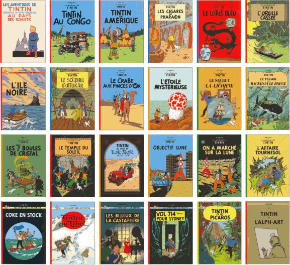  The Adventures of Tintin 
 (Les aventures de Tintin ) 
 24 albums (1929 to 1986, posthumously) 
