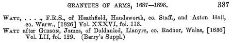  Harleian Society's 
 Grantees of Arms 1687-1898 